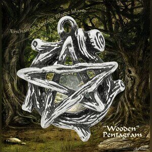 Practical Magik Pendant "Wooden" Pentagram Amulet Pagan Wiccan Necklace